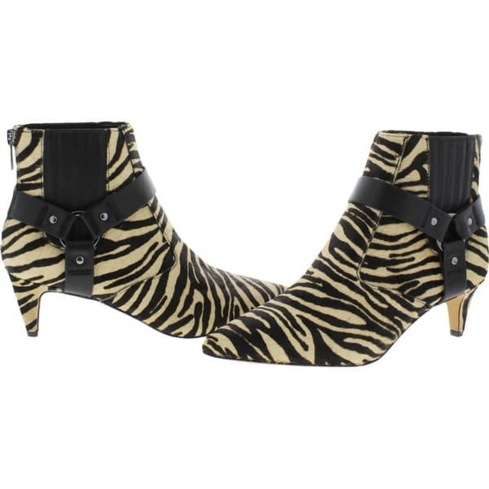 Vince Camuto Zebra Print Leather and Cow-hair booties.NWOT